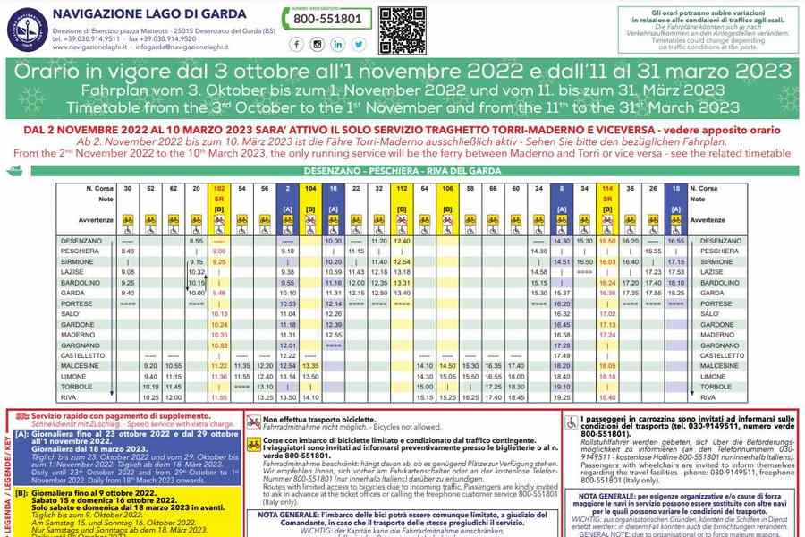 Cliccare per aprire pdf contenente orario dei battelli in navigazione sul lago di Garda valido dal 3 ottobre 2022 al 31 marzo 2023