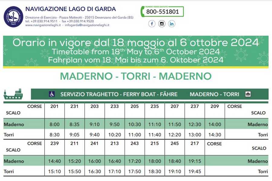 Cliccare per aprire pdf contenente orari del traghetto Maderno-Torri del Benaco valido dal 18 maggio 2024 al 6 ottobre 2024